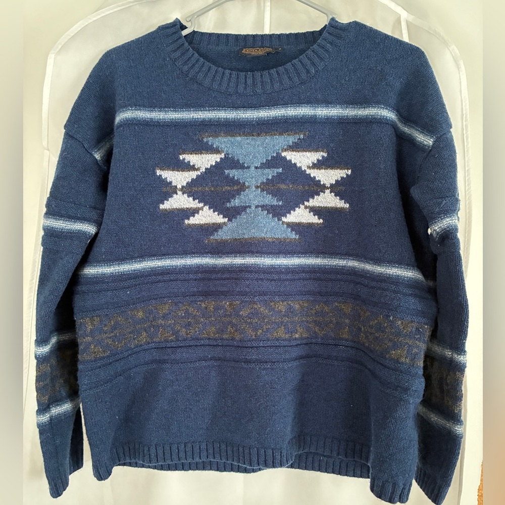 Pendleton blue sweater size small 100% lambs wool